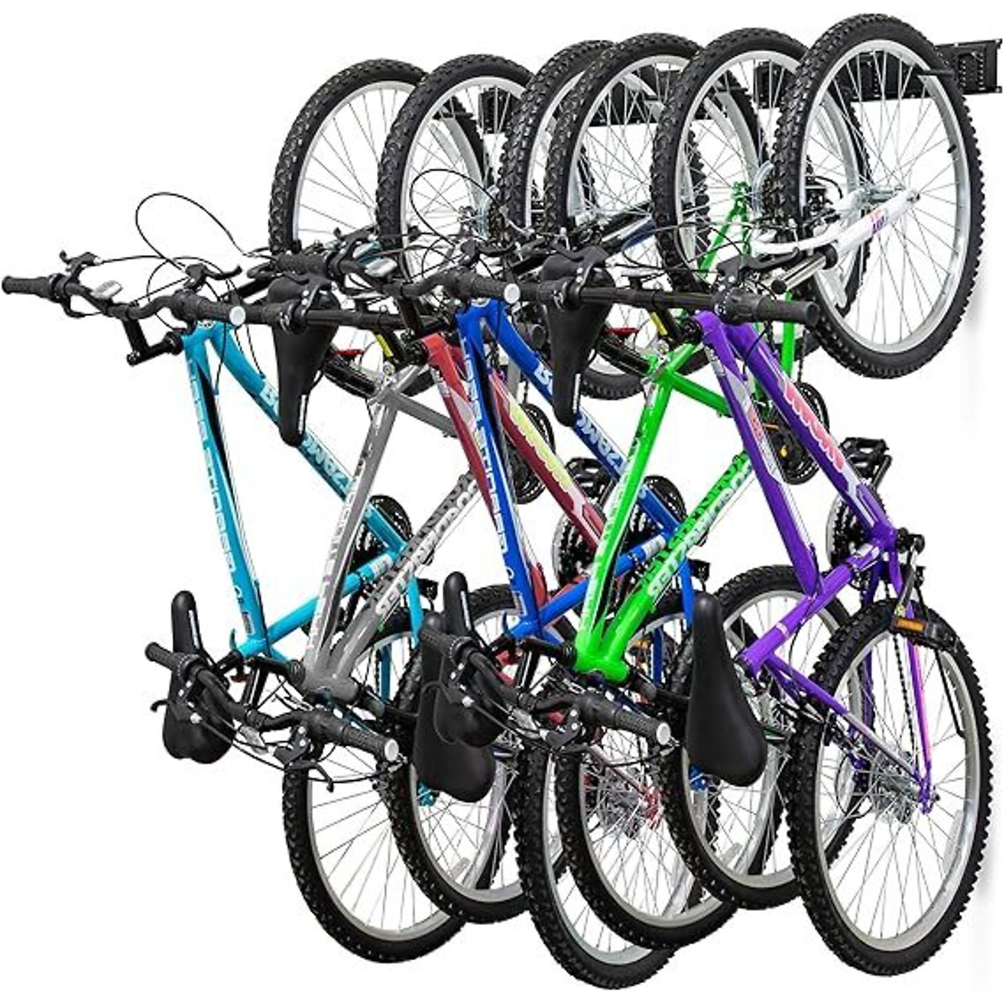 RaxGo, Wall-Mounted Bike Rack, Holds 6 Bikes, Black, Bike Capacity 6 Load Capacity 300 lb, Model# RAXWMBR
